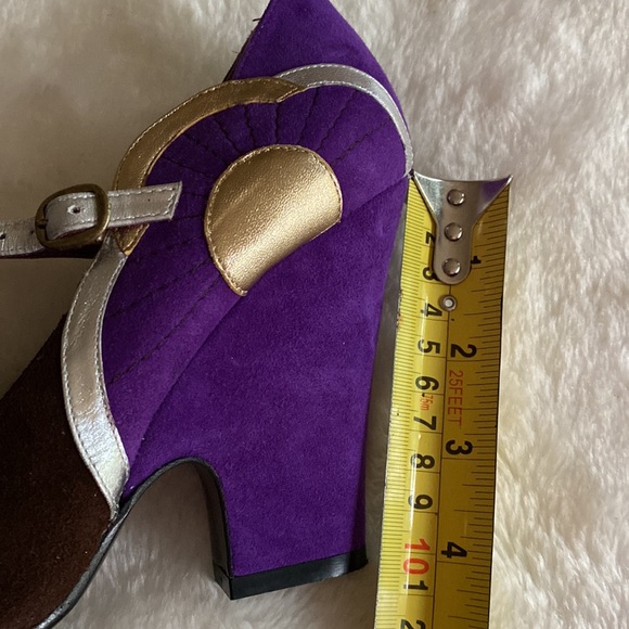 EUC MARC JACOBS Brown & Purple Mary Jane Color Block Metallic Accents Sz 37 1/2 - Picture 14 of 16